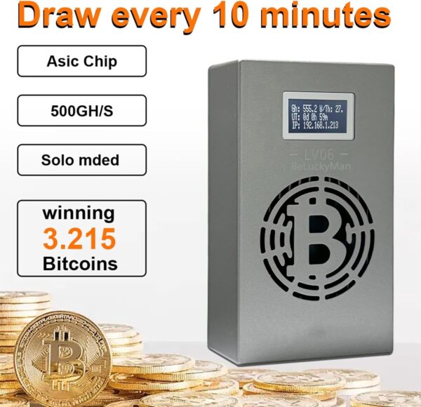 Bitcoin Miner Lucky Miner LV06 BTC Lottery Machine 500GHS BM1366 WiFi SHA-256 Asic Chip Algorithm BTC BCH BSV DGB - Image 5